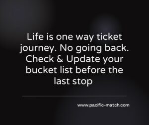 Life is one way ticket. Start checking your bucket list!